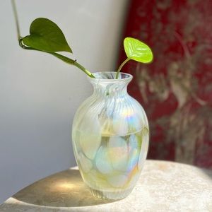Mini Iridescent Confetti Murano-Style Bud Vase
